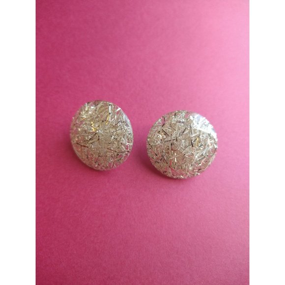 Vintage Gold Sparkle Clip-On Earrings for Christmas New Year Holiday - Picture 2 of 6